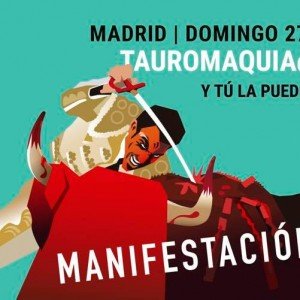 Protest tegen het stierenvechten in Madrid