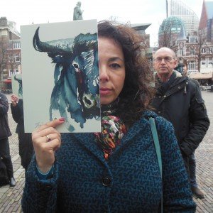 Protest tegen EU subsidies stierenvechten in Den Haag