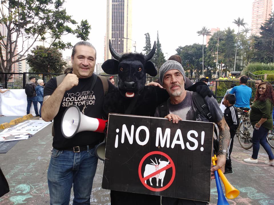 Activisten in Colombia tegen stierenvechten